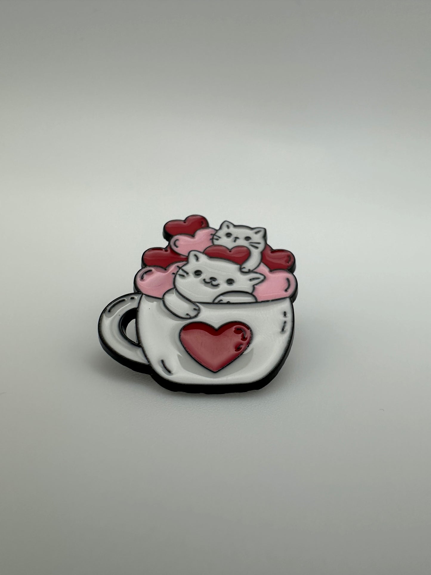 Cute Valentine cats in a cup - Enamel pin badge