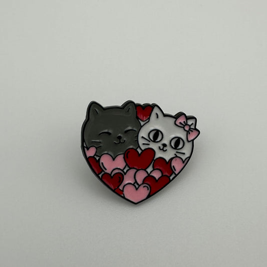 Cute Valentine cats in a heart - Enamel pin badge