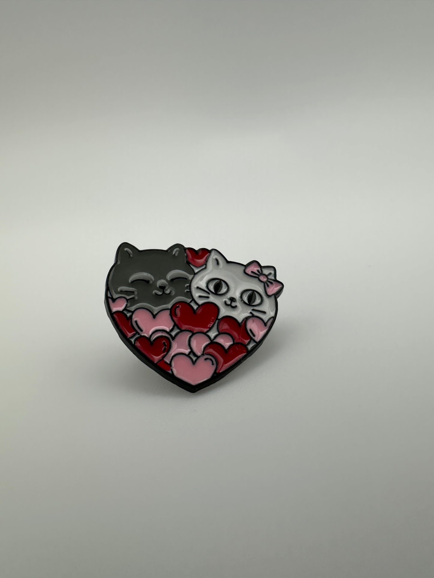 Cute Valentine cats in a heart - Enamel pin badge