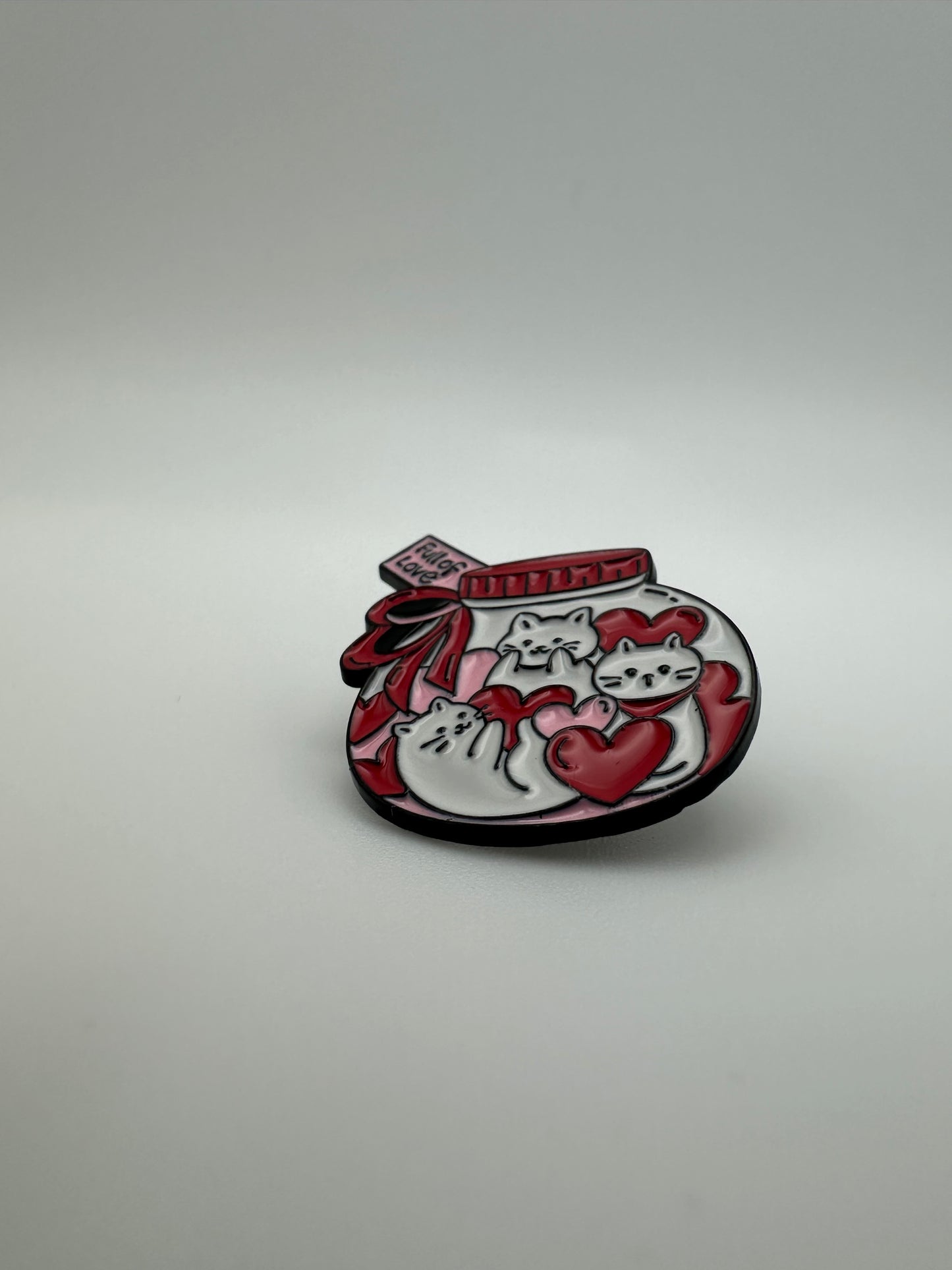 Cute Valentine cats in a jar - Enamel pin badge